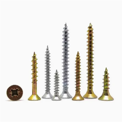 Skru Papan Serpai Pemacu Pozi DIN7505 Zink Kuning Countersunk Skru Kayu Mengetuk Sendiri untuk Papan Zarah MDF Perabot